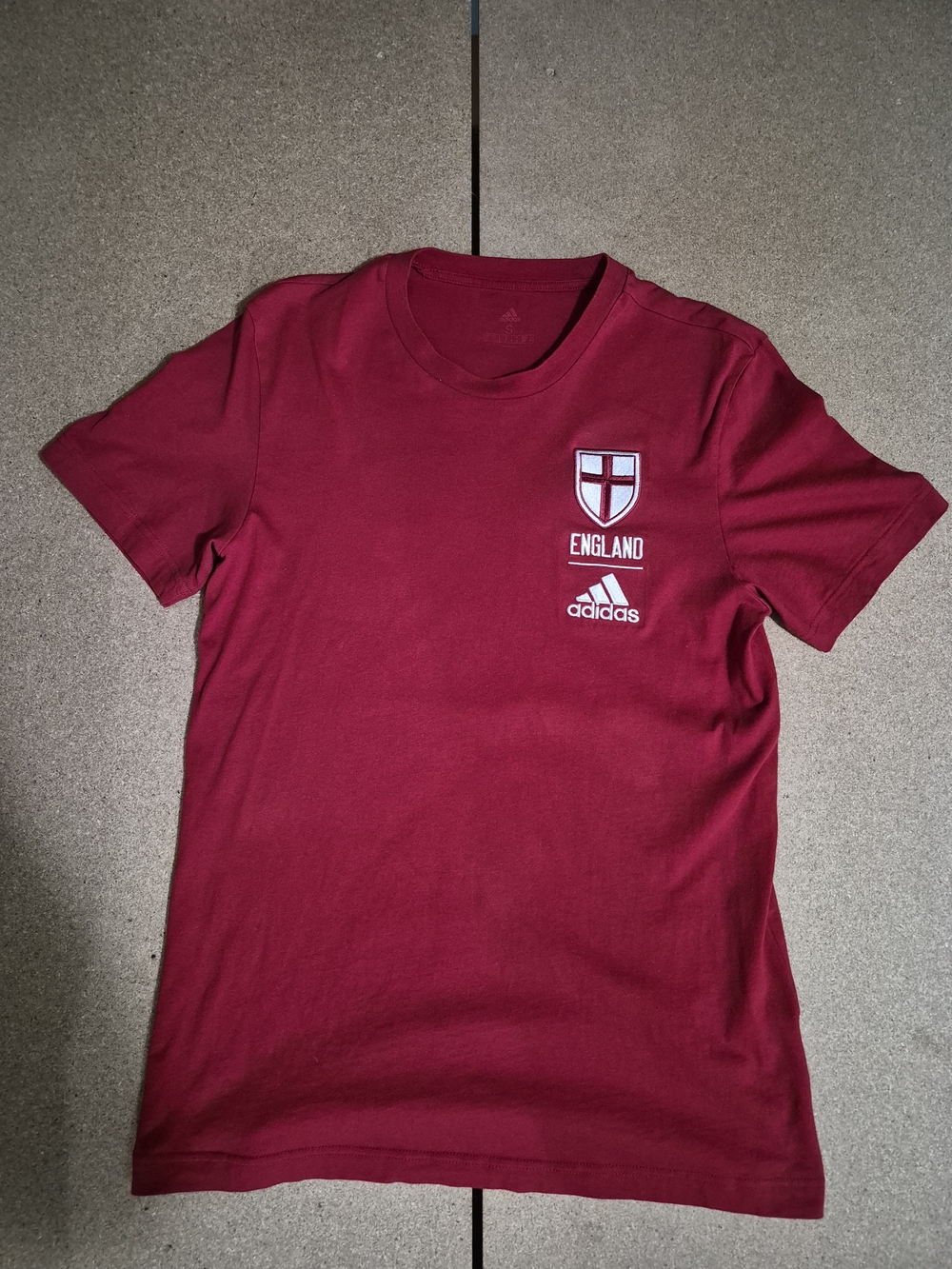 adidas Maroon England Crest Short Sleeve Tee